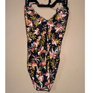 Volcom Fronds Forever One Piece Swimsuit Black Tropical Floral Skimpy S O3032400